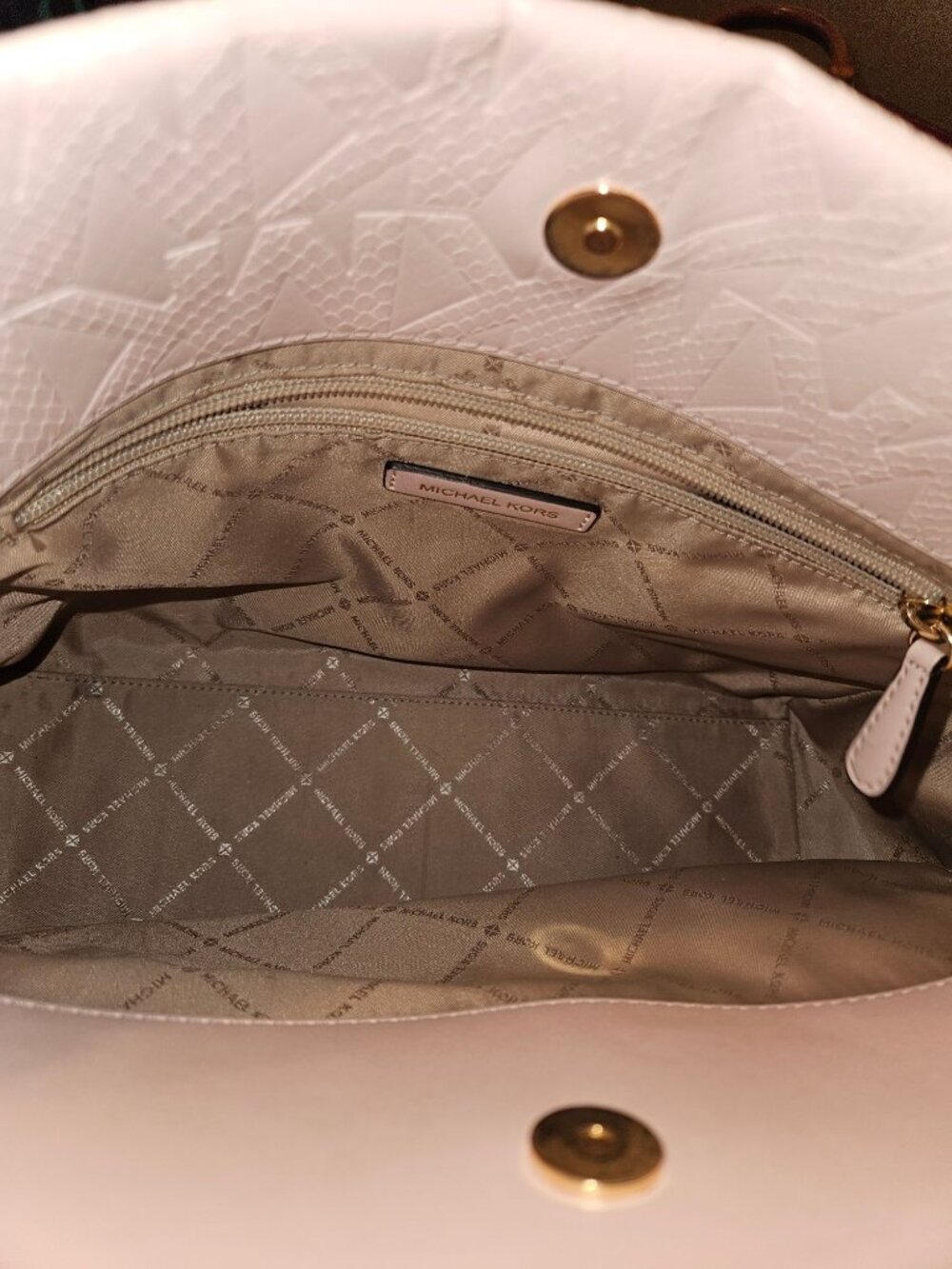 Michael Kors Penelope Pink Snake Embossed Texture Satchel Top Handle Bag - Picture 15 of 16